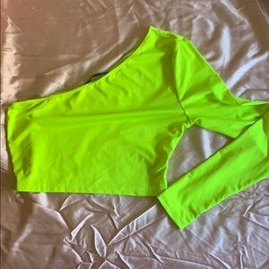 Crop top highlight green one sleeve